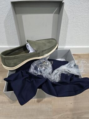 Marlow Olive Green Suede Slip-On Loafers